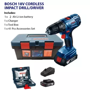 Bosch 18v Drill Set (drill, Tool Box, 41pc drill bits, battery, charger)