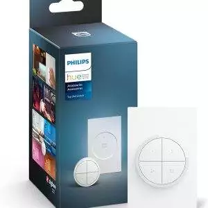 Philips Hue Wall Tap Dial Light Switch, Installation-Free, Smart Home, Exclusively for Philips Hue Smart Lights, White, 1-Pack