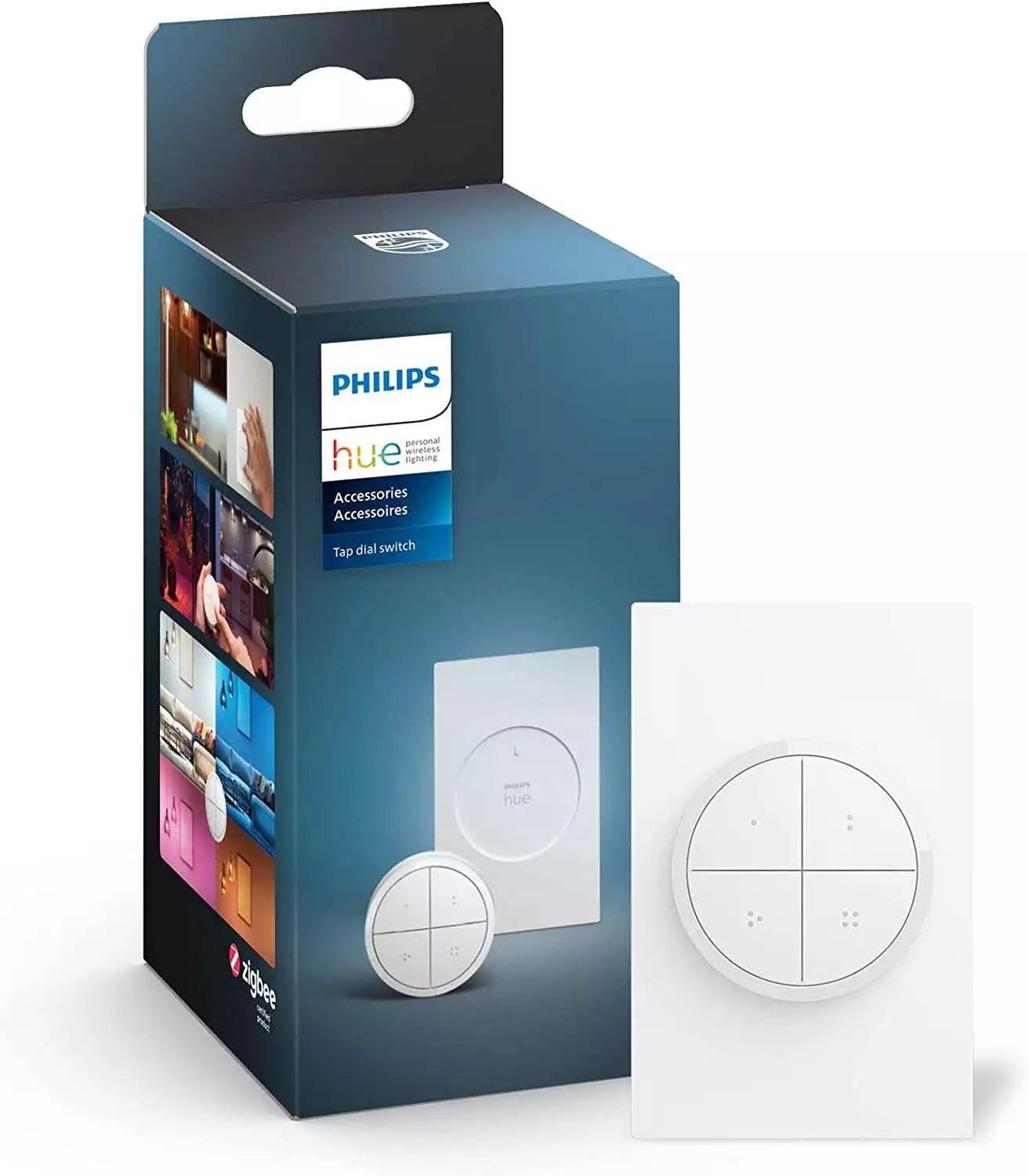 Philips Hue Wall Tap Dial Light Switch, Installation-Free, Smart Home, Exclusively for Philips Hue Smart Lights, White, 1-Pack